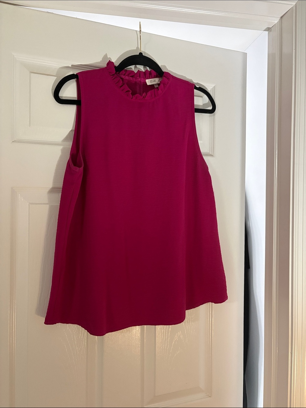 Rails Sleeveless Ruffle Mock Neck Top in Bright Fuchsia